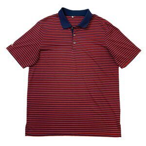 Adidas Golf Polo Shirt Mens M Medium Striped Short Sleeve Moisture Wick Athletic